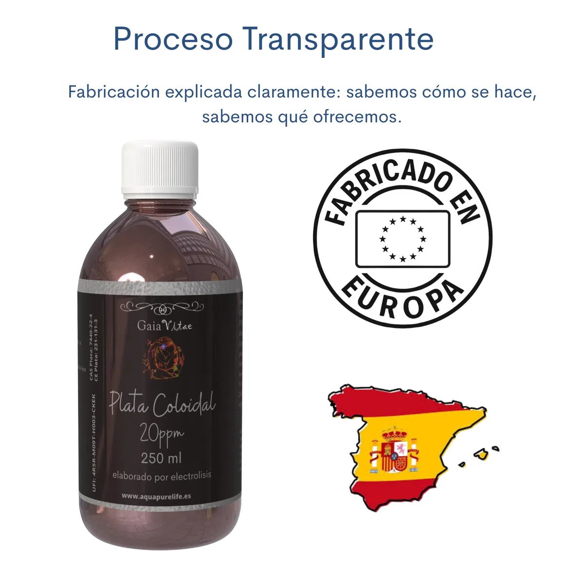 Plata Coloidal 250 ml | Solución Coloidal de 20 ppm con Partículas de Alta Pureza | Envase Ámbar Protector