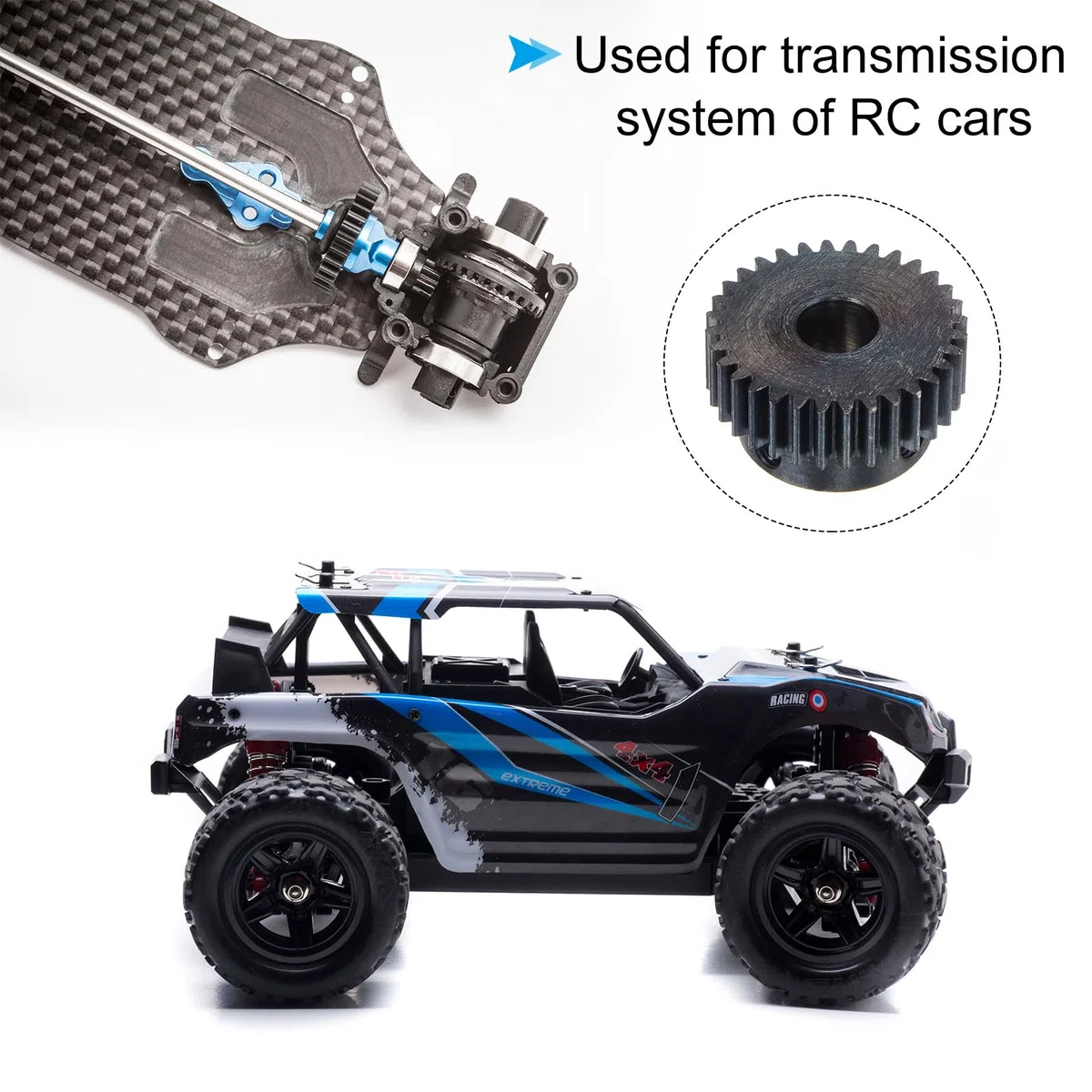 sourcing map 1Mod 32T Piñón Engranaje 10mm Diámetro Endurecido Acero Motor Cremallera Espolón Engranaje con Paso para RC Coche Camión Buggy Engranaje, 2 Juegos