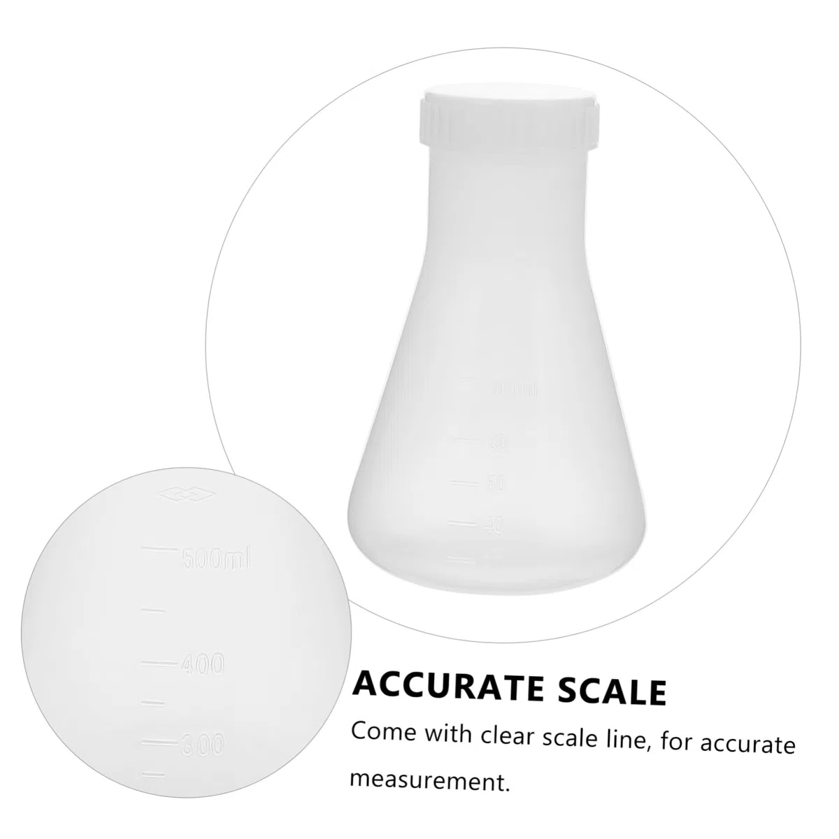 SOLUSTRE Matraz Erlenmeyer De Plástico Transparente 3 Piezas (100/250/500 Ml) Tapa, Frascos Cónicos Para Laboratorio y Experimentos De Química, Aptos Para Educación y Ciencias Naturales