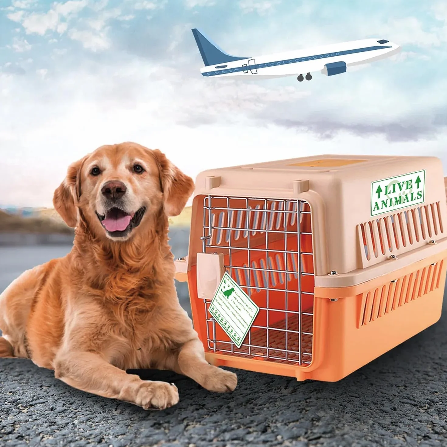 20 pegatinas de animales en vivo con flecha para envío y manejo de la caja de carga de aire y etiquetas de animales en vivo