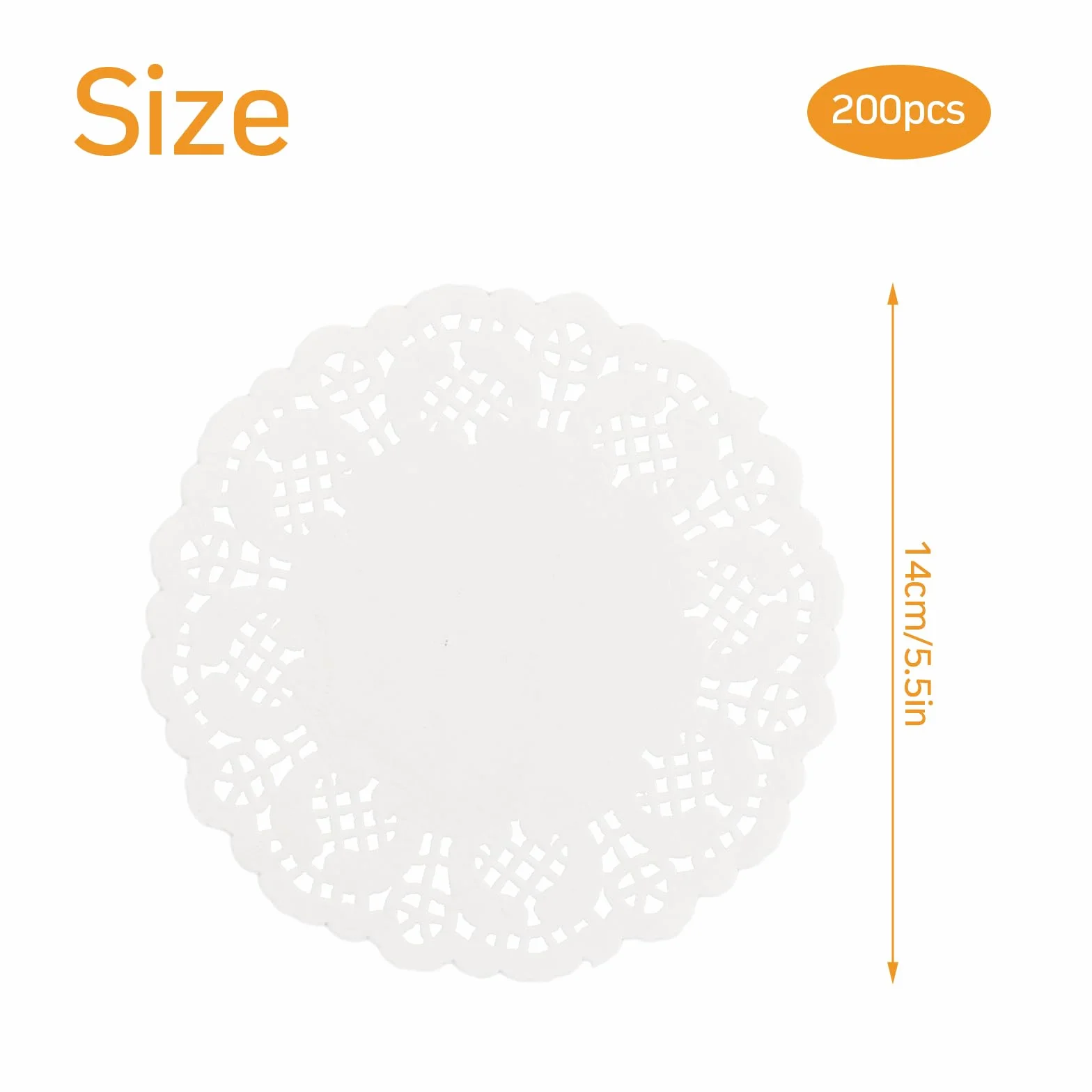 200 Piezas Blondas de Papel Redondas, 5.5 Inch Tapetes de Encaje de Papel Blanco Papel de Encaje Redondo, Blondas de Papel Blancas Desechables para Pastel Comida Frita Boda Vajilla Decoración