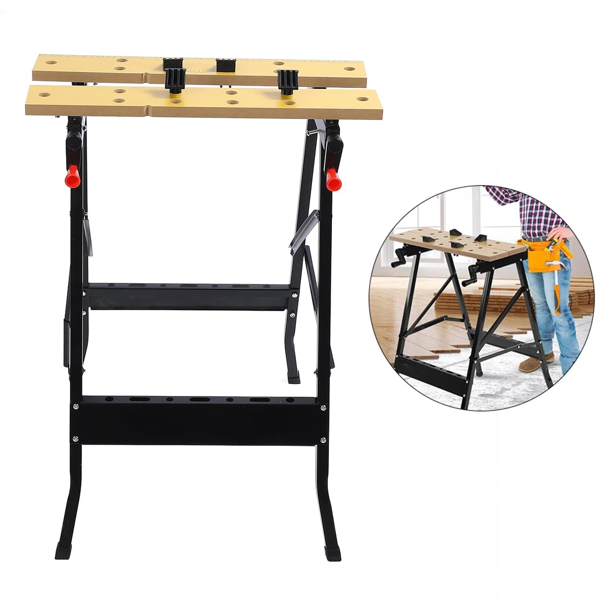 Fdit Herramienta de Mesa de Trabajo Plegable, Mesa de Trabajo Plegable Portátil Configuración Fácil de Trabajo Liviano para el Corte de Pintura de Sujeción