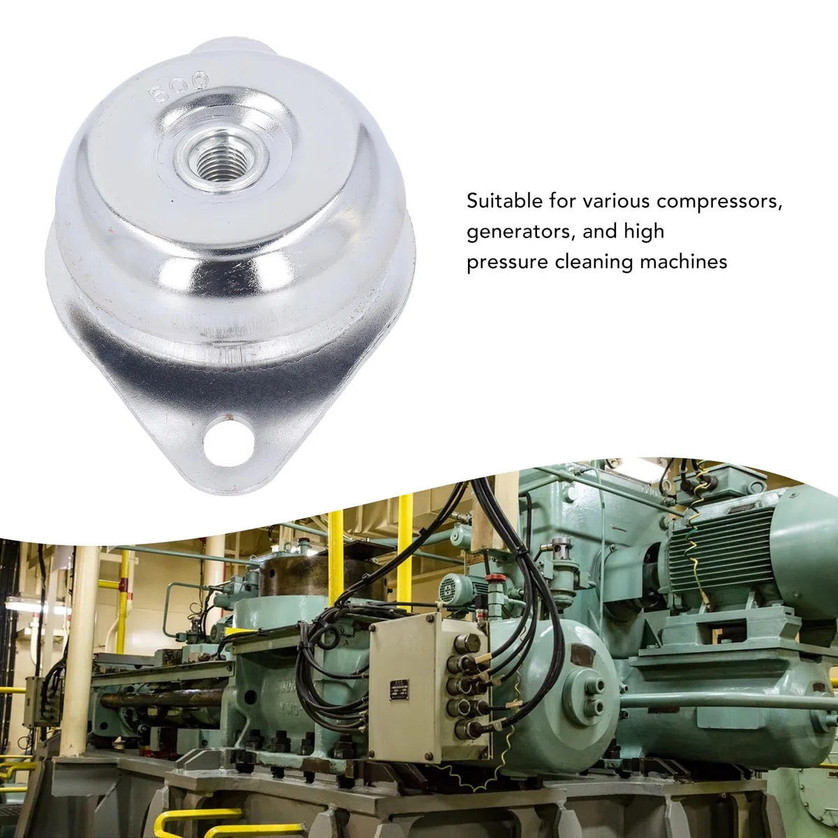 Almohadilla Antivibración Del Generador, Acero Inoxidable y Caucho, Aislador de Vibración Del Amortiguador de Choque de Capacidad de Carga de 500kg para Grupo Electrógeno Mecánico M16