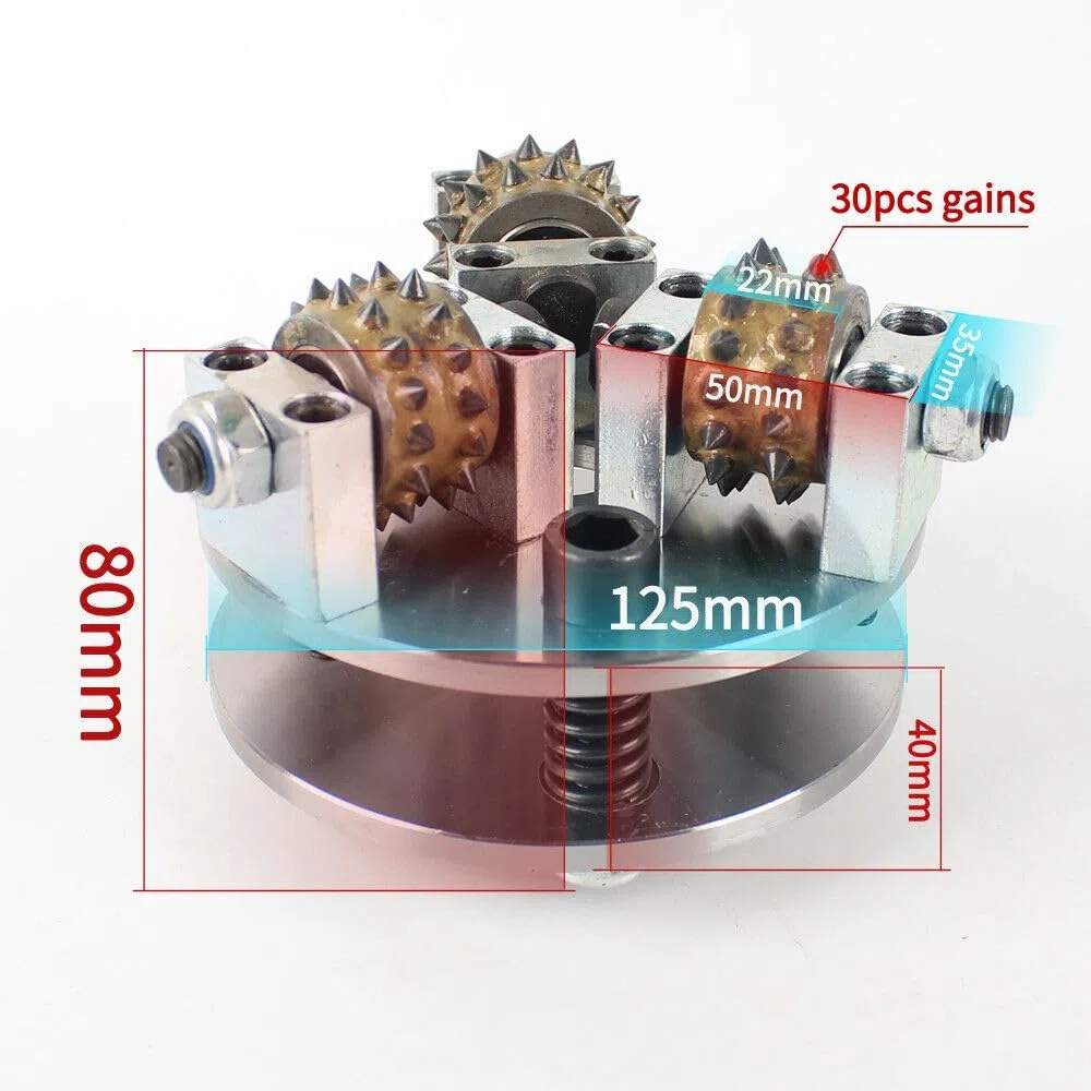 Disco de abujardado Klenbo de 5 pulgadas/125 mm con 3 rodillos y puntas para amoladora angular, ideal para hormigón, granito, mármol, piedra y muela de diamante.