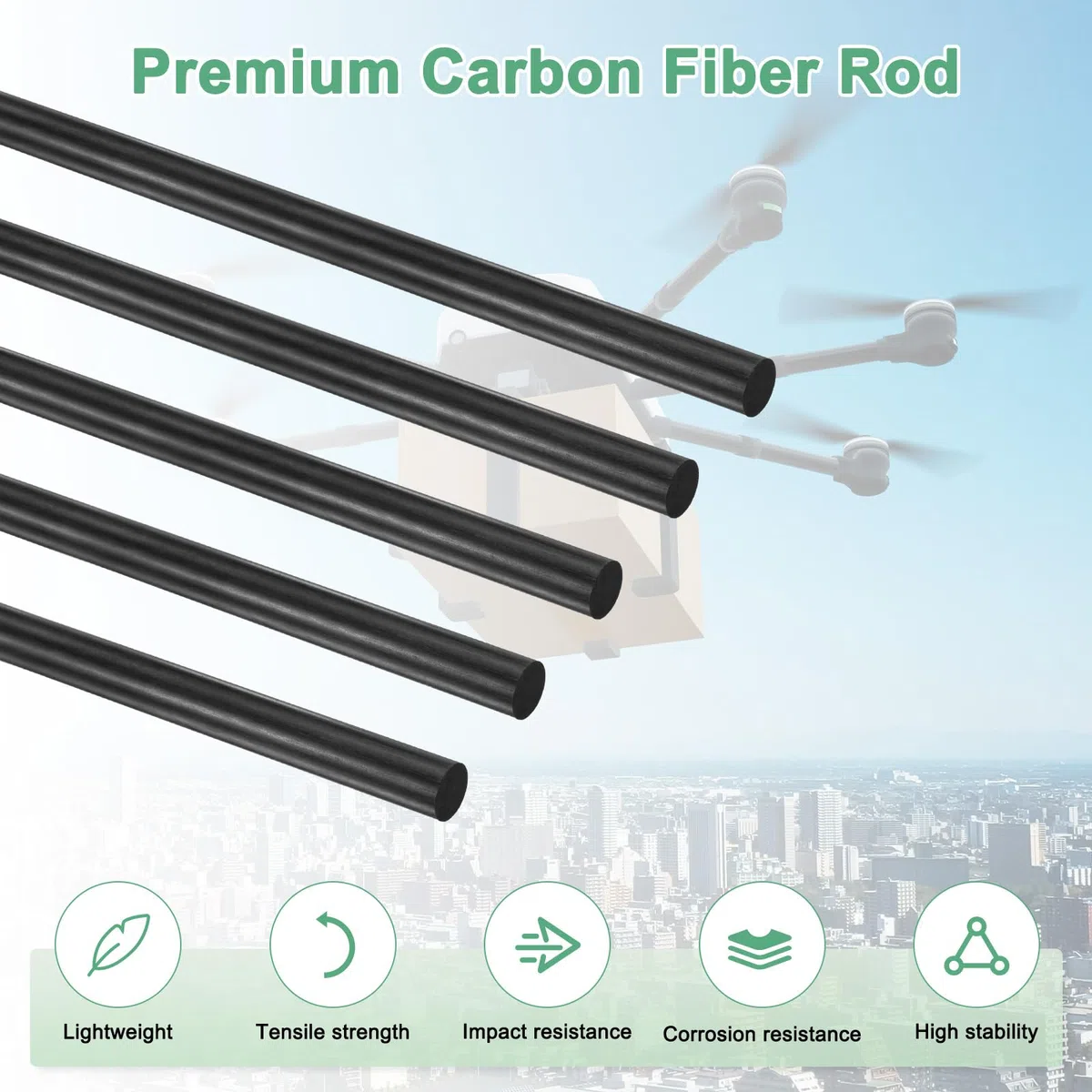 M METERXITY 6 Varillas De Fibra De Carbono, Longitud 300mm Diámetro 4mm Poste Macizo Mate Para Aviones RC/Manualidades DIY/Brazos De Quadcopter/Tubo De Alas [11.81 x 0.16 PULG]
