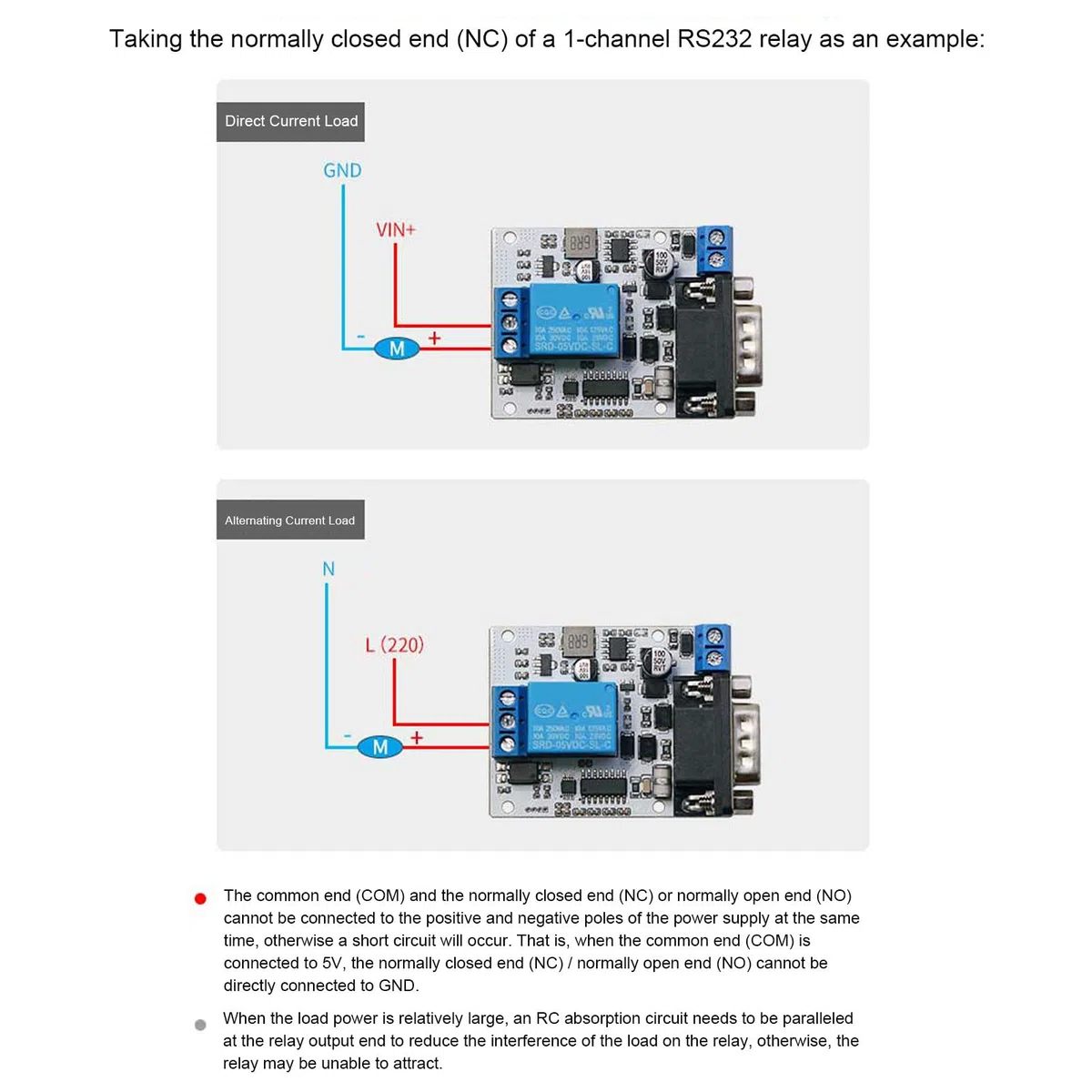 Módulo de relé RS232, Módulo de relé de Control de Puerto Serie de 1 Canal, Módulo de relé de Interruptor Optoaislado para Detección de Cantidad Digital o Control de Potencia