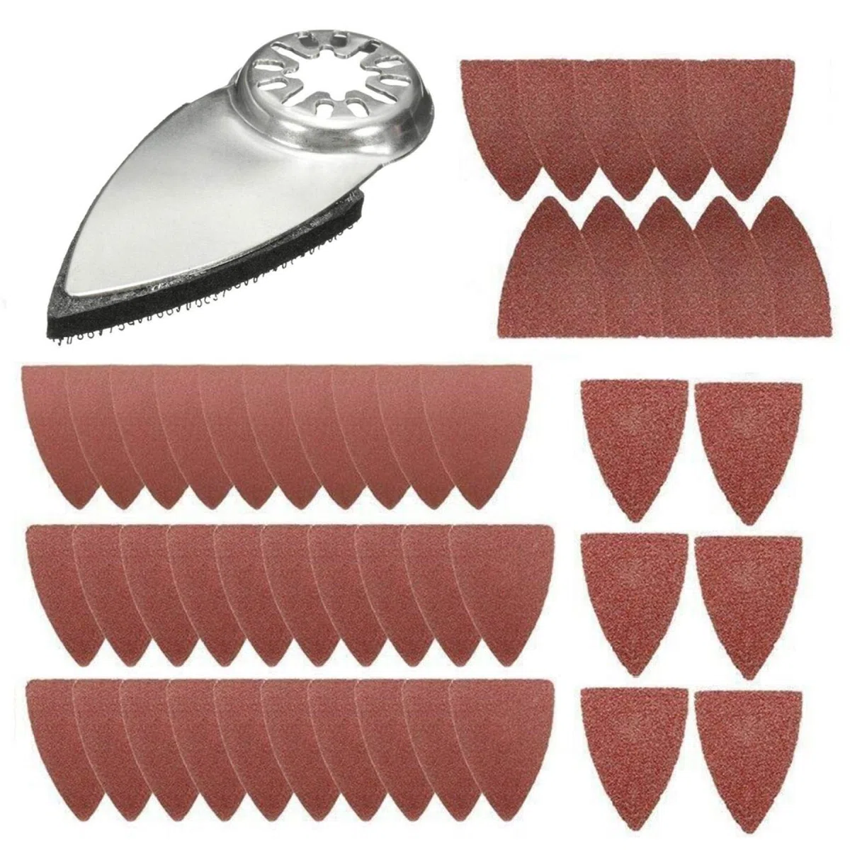 Multiherramienta oscilante de dedo, kit de hojas de lija y discos de lija, kit de almohadillas de lijado con 50 piezas de papel de lija, compatible con muchas herramientas oscilantes del mercado