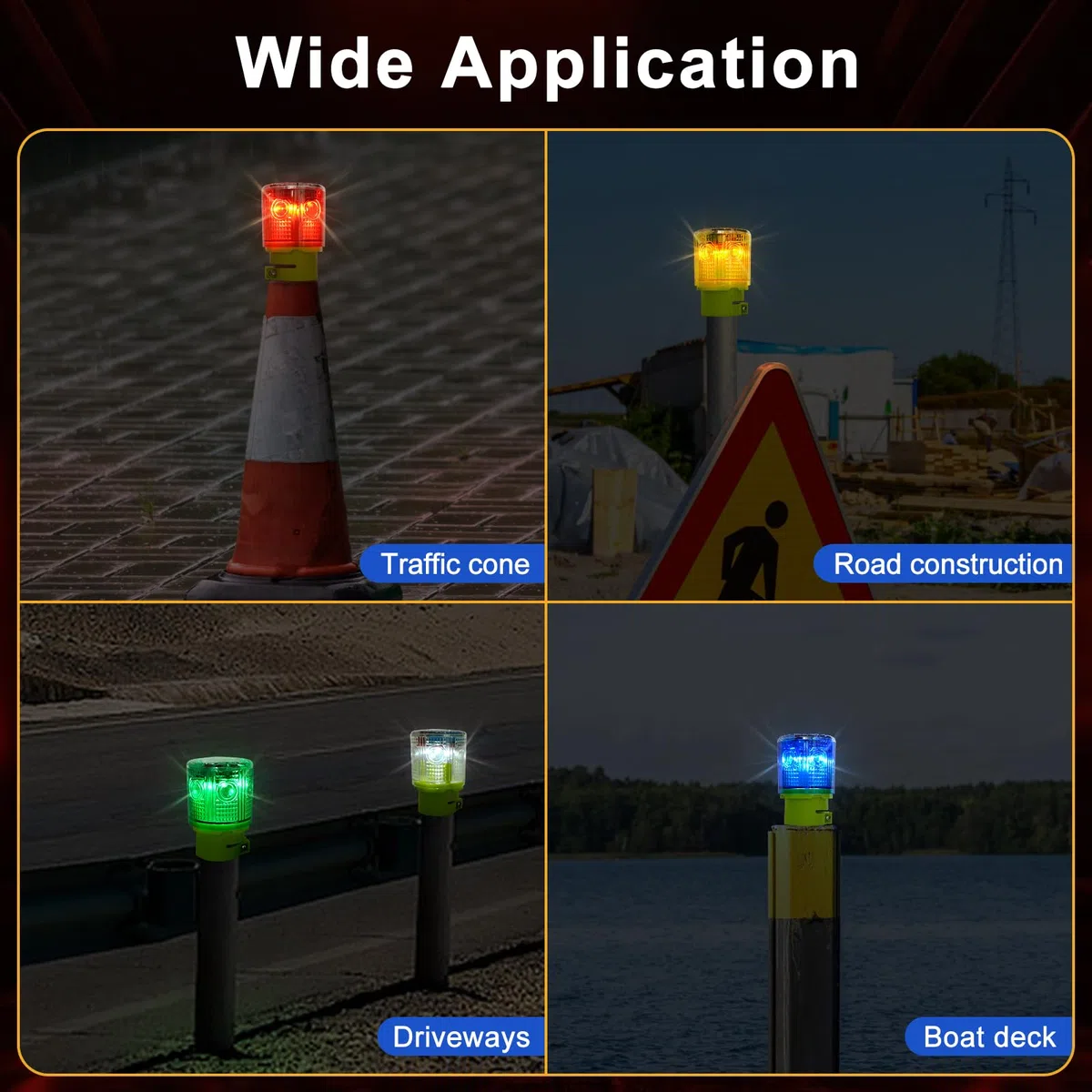 Aolyty Luz de Advertencia, Solar Intermitente Ráfaga LED Luz, Superbrillante de 360 grados, IP45 Impermeable, Luz Solar Estroboscópica para Emergencia (Rojo)