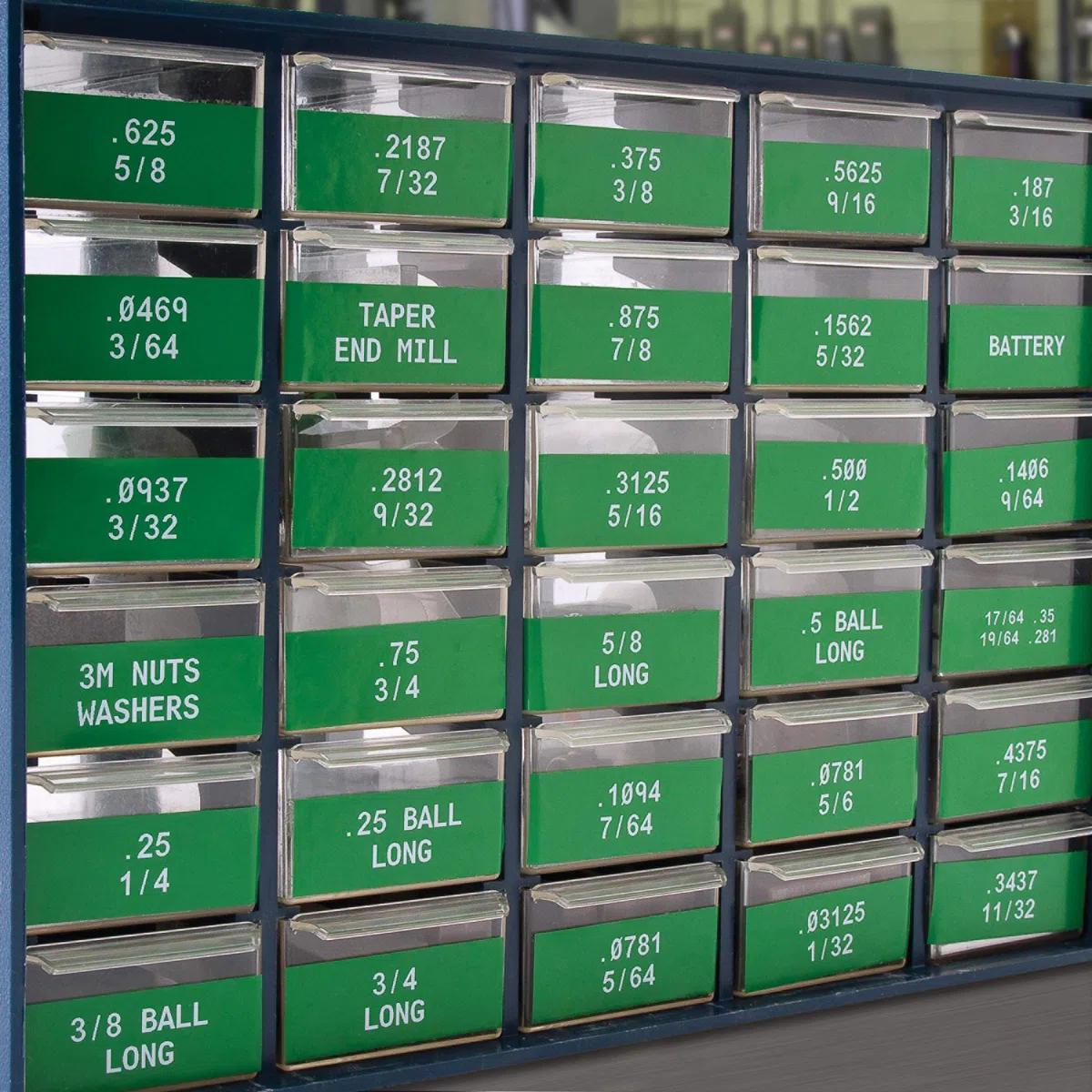 Etiqueta de Vinilo para Rotuladores, 25.40mm x 7.62m, Blanco sobre Verde