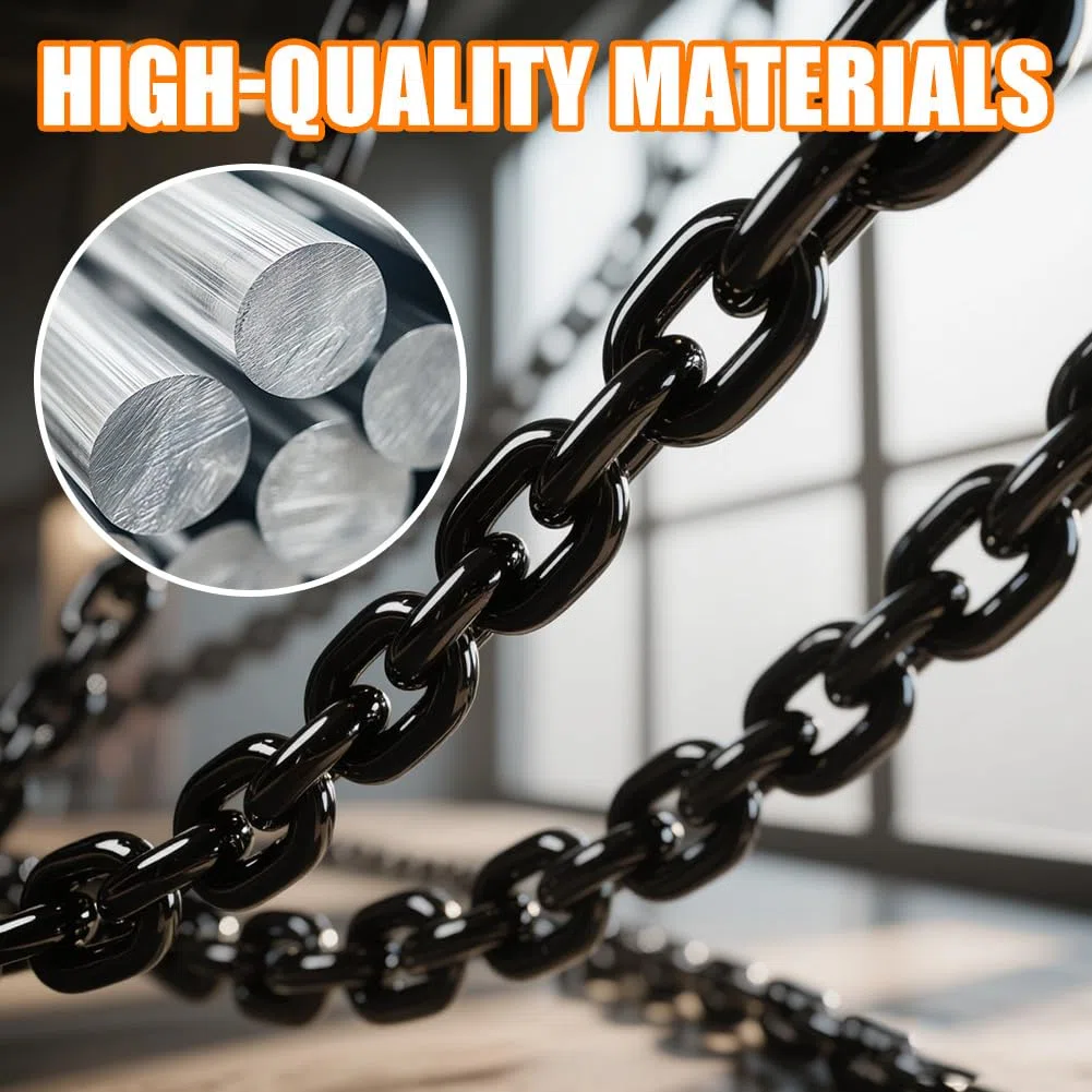 Cadena de acero al carbono de 10 m, cadena de acero resistente de 3 mm, cadena negra, cadena de acero galvanizado, cadena de eslabones de metal para cadena de perro, cadena de lámpara, cadena de