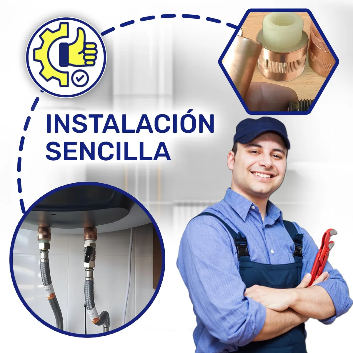 2 Piezas Manguito Electrolitico Termo Antielectrólisis con Rosca Macho y Hembra de 1/2” - Garantía de 10 Años - MONTERAL