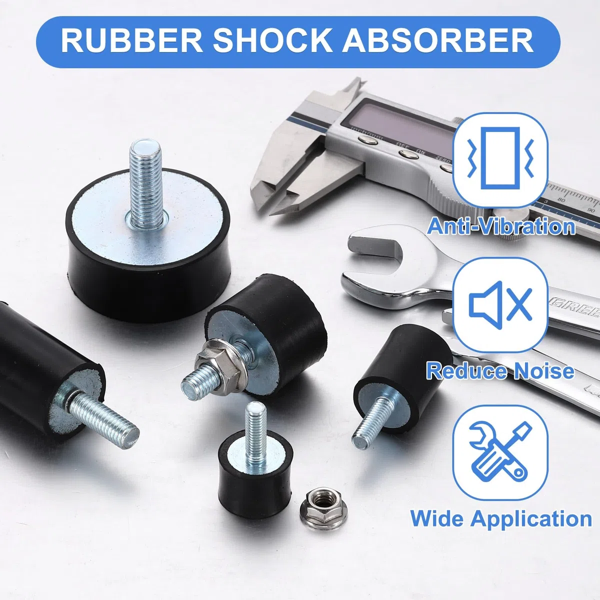 QUARKZMAN 2Pcs M8x20mm Soporte de Caucho Goma, 40x20mm(DxH) Aislamiento de Vibraciones Cilíndrico de Goma Amortiguador de Vibraciones con Tuerca de Coche Compresores de Aire