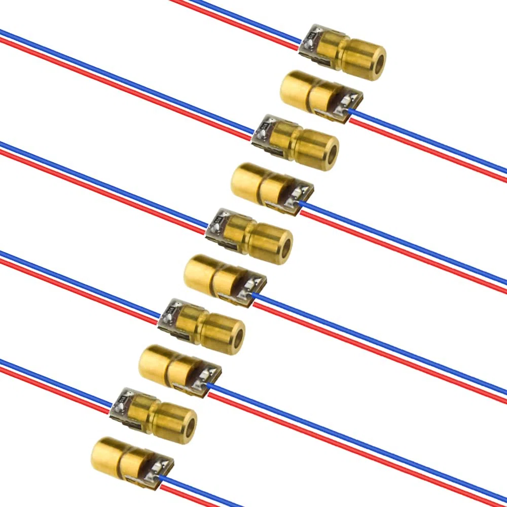 40 unids de mini diodo láser punto módulo cabeza WL rojo 650nm 6mm 5V 5mW y 3V 5mW cada uno de 20 unids