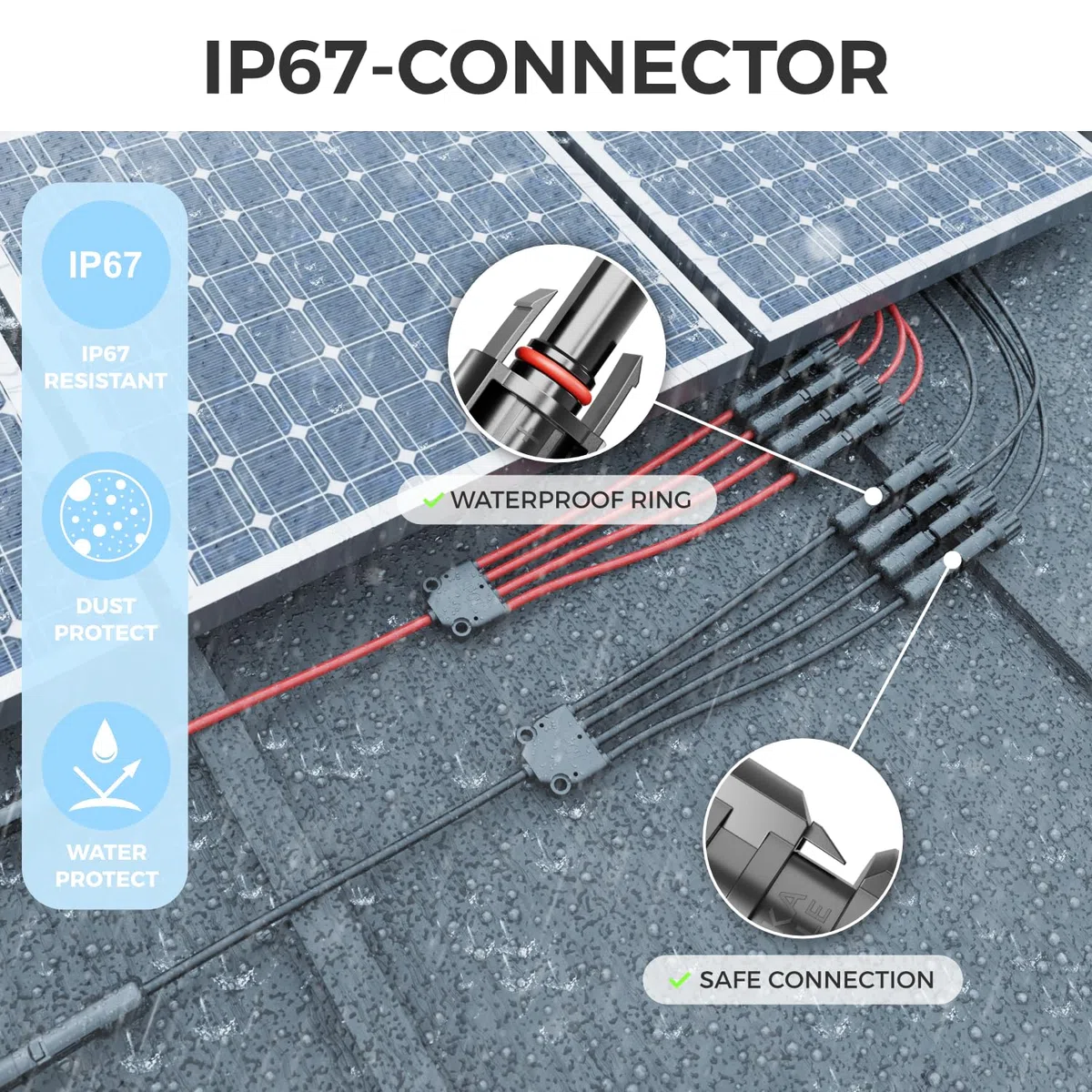 deleyCON Cable Solar Y Adaptador 4/1 4mm² - Adaptador Enchufe Y PV4 / T-Adapter IP68 1500V - (M/FFFF, F/MMMM) - Para Sistema Solar, Panel Solar, Sistema PV, Fotovoltaico (60cm)