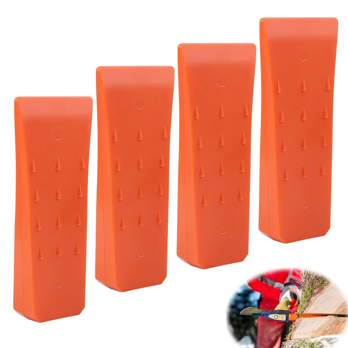 SWAWIS 4 Piezas Cuñas de Corte de Motosierra, Cuña de Corte de Árbol de Plástico ABS, Cuñas de Tala de Motosierra para Controlar la Dirección de Caída de los Arboles(Naranja)
