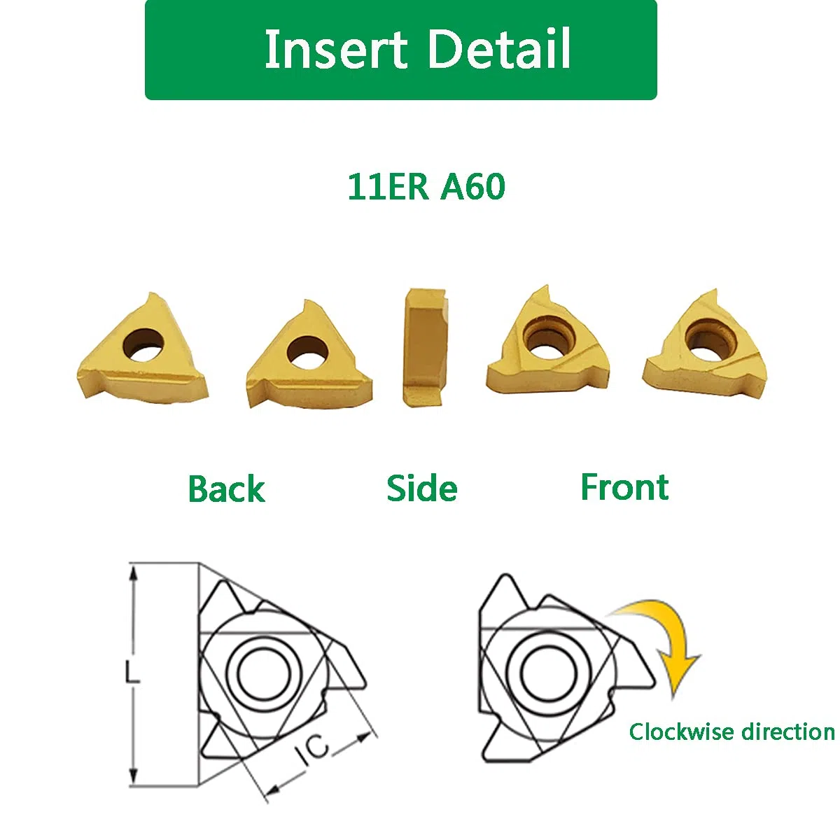 3/8" 1/2" barra de mandrinar SER1010H11+SER1212H11 torno interno roscado titular de herramienta de torneado con 10 piezas 11ER A60 Interno roscado carburo torneado insertos