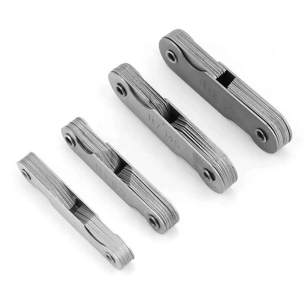 Radius Gauge-4pcs Acero inoxidable Radio medidor de filete Herramienta de medición R0.3-1.5 / R1-6.5 / R7-14.5 / R15-25