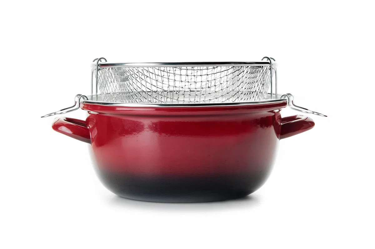 IBILI - Freidora con cestillo volcan, 24 cms, Acero esmaltado, Apto para induccion