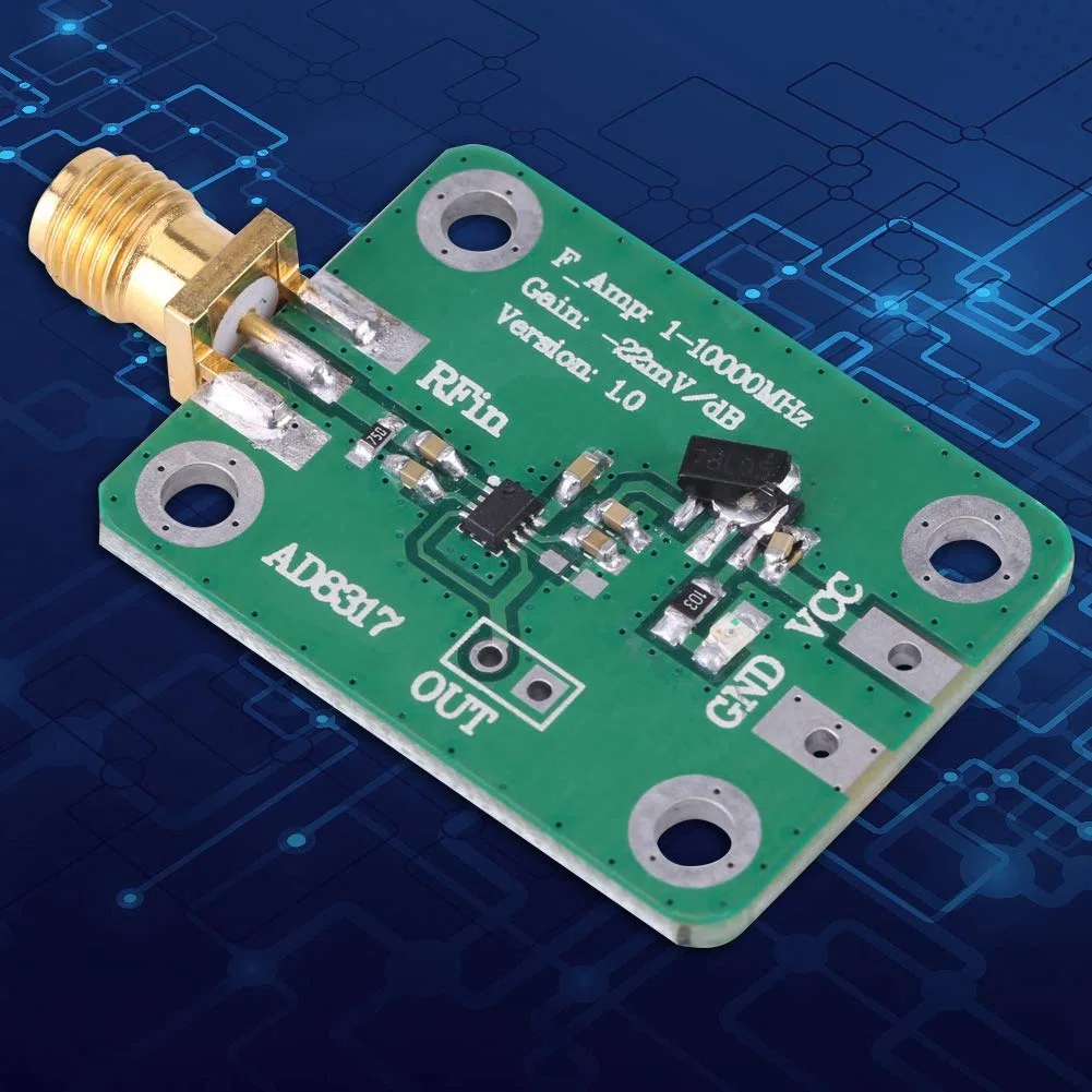 Eacam 1M-10000MHz AD8317 Medidor de Potencia del Detector Logarítmico de Radiofrecuencia, con Chip AD8317 para Detección de Potencia Precisa, Utilizada en la Detección de Potencia de