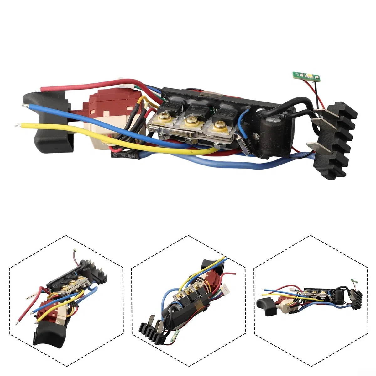 Interruptor de repuesto para taladros de mano eléctricos, 1 paquete de interruptor de plástico y metal compatible con modelos WORX WU175 WX175 WX373, control de velocidad ajustable para una fácil
