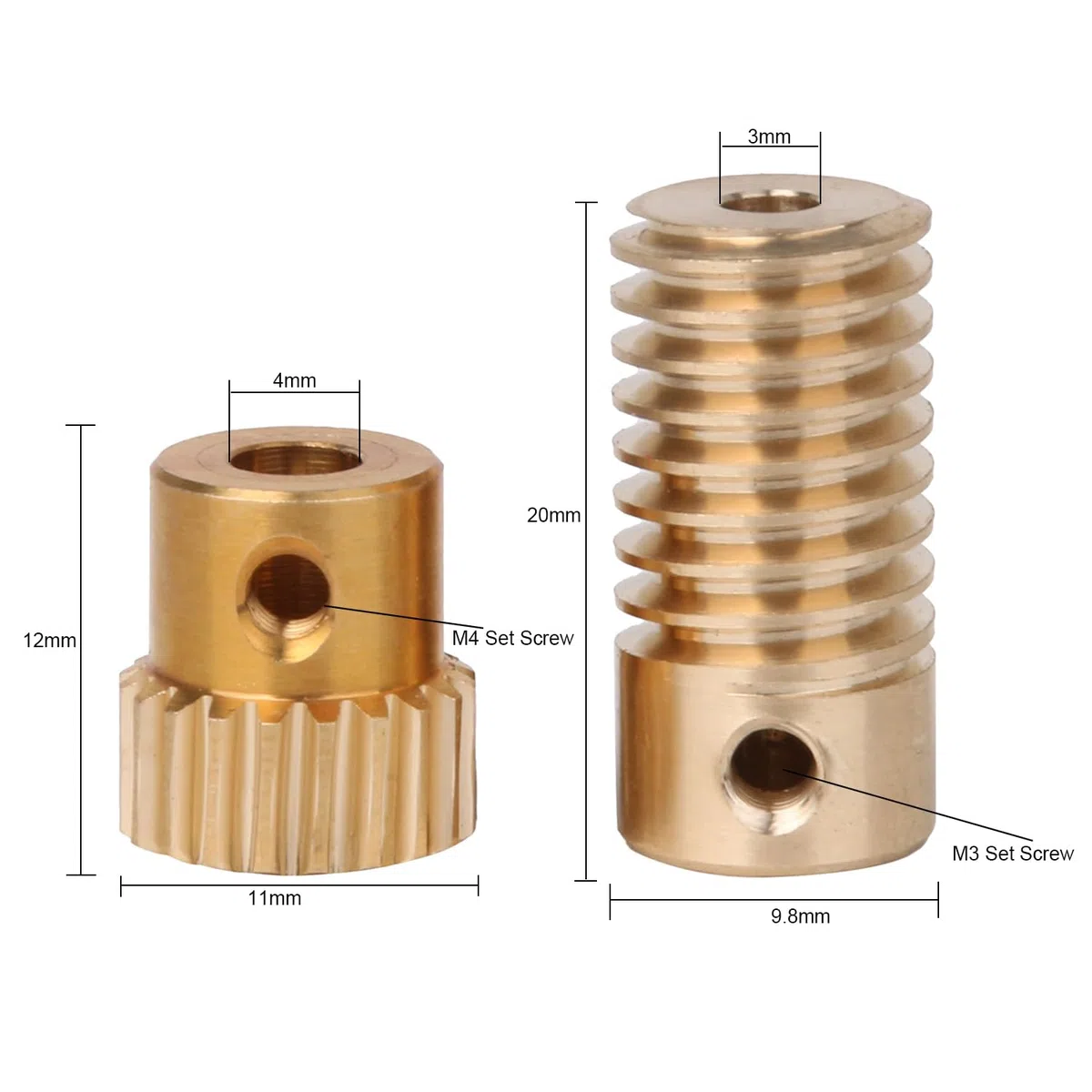 Reductor de latón compacto de 0,5 módulos amarillos, 20 T, rueda dentada y eje de engranaje de 0,3 cm