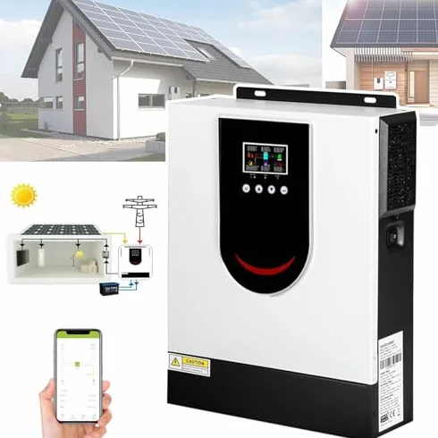 Inversor solar híbrido de 1,0 a 10,2 kW, 12 V, 24 V, 48 V, onda sinusoidal pura, cargador inversor fuera de la red con pantalla LCD y controlador de carga solar MPPT