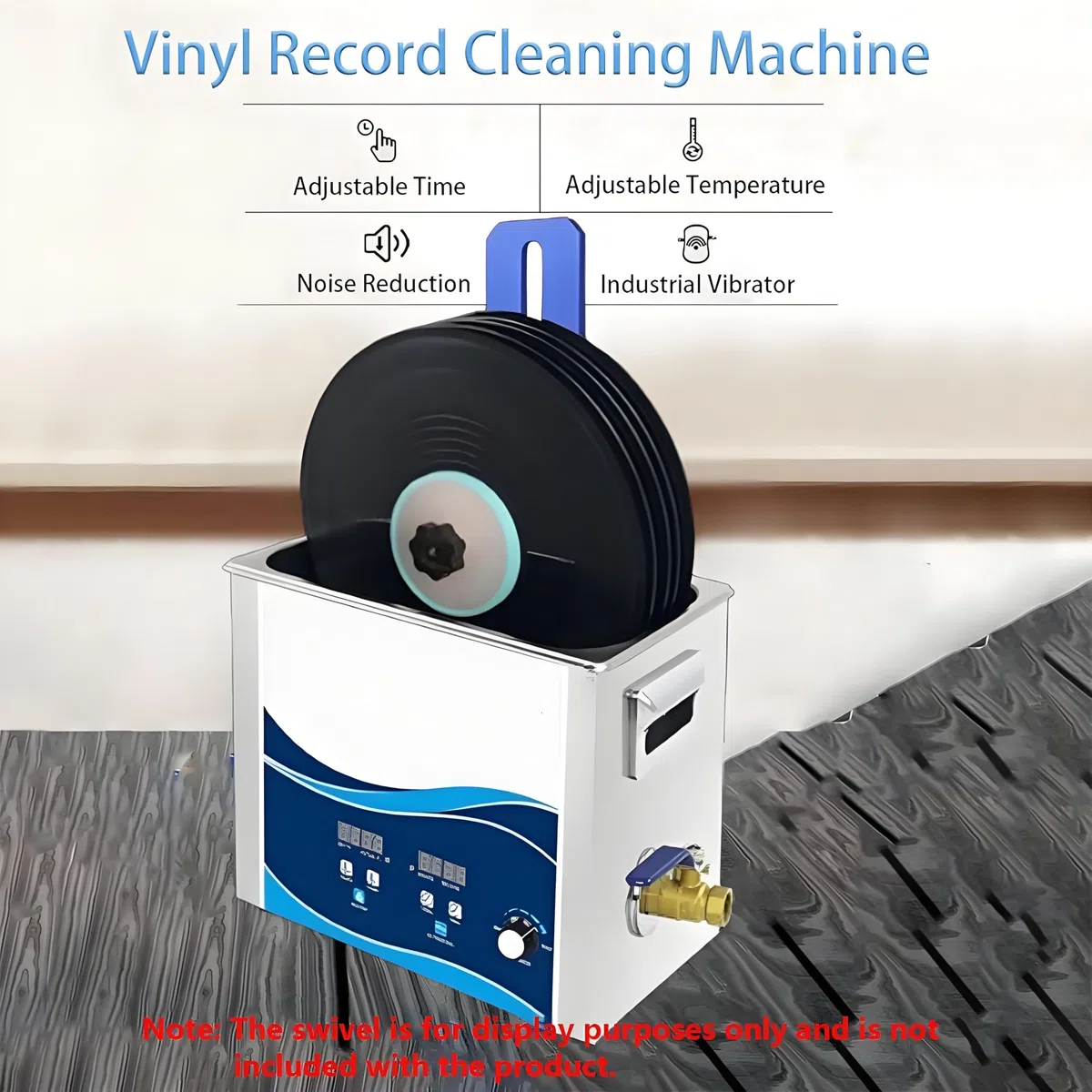 Máquina de limpieza ultrasónica, limpiador de discos ultrasónico con temperatura ajustable y rotación automática para el cuidado profesional del vinilo.