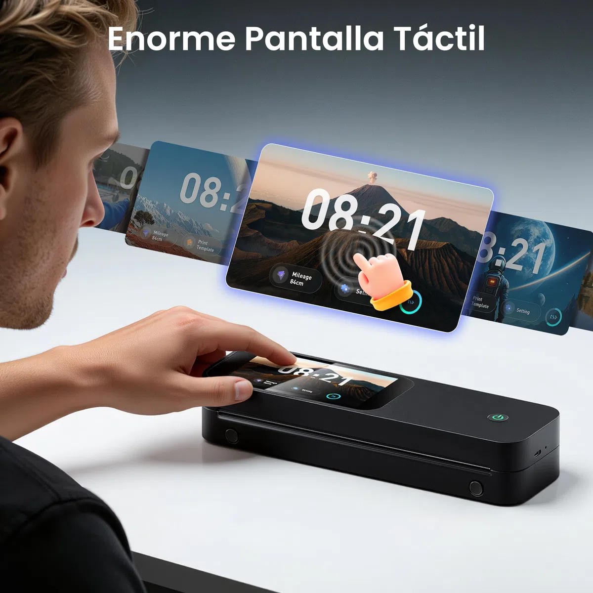 Phomemo Impresoras Termica A4 Kit, Pantalla Grande Reconocimiento de Papel | con Maletín de Transporte y 4 Rollos de Papel Térmico Impresoras de 300 dpi Compatible con iOS y Android, Teléfono y Portátil