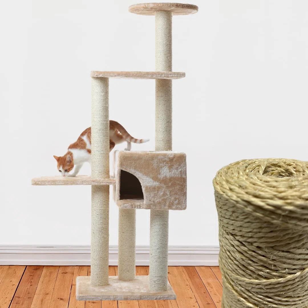 Cuerda Sisal Natural - 210MTS - 350GR - Grosor 3MM - 3 UDS - Cuerda para Rascador de Gatos, Manualidades, Decoración, Empaquetar Regalos, Bricolaje.