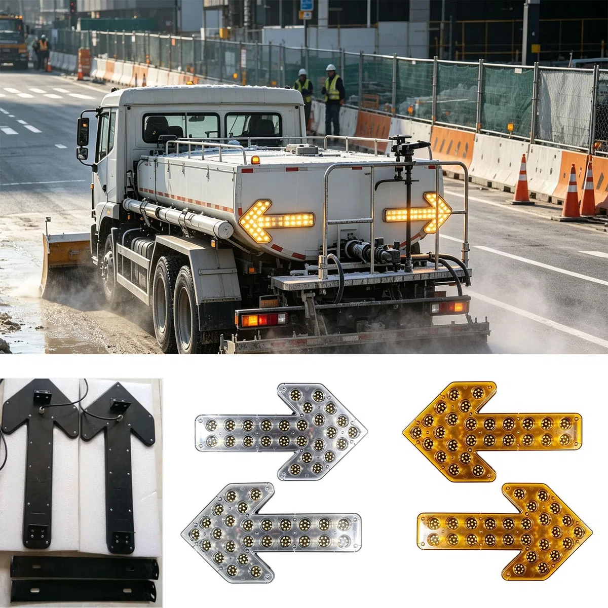 Luminoso Advertencia Flecha Intermitente Vehicular Luz Flecha LED, 35 CM | 12V-24V, 208 LED, Incluye Accesorios de Instalación, Frecuencia de Parpadeo: 60-100 veces/minuto
