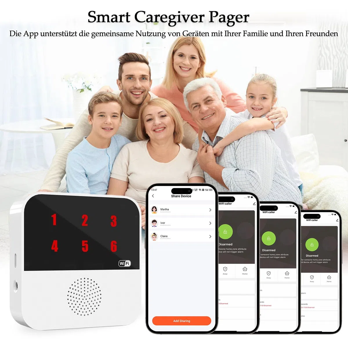 Avisador Personas Mayores, Boton Emergencia Ancianos - Incluye 1 Receptor + 1 Botón de Muñeca + Botón para Emergencias, Ideal para Enfermos, Adultos Mayores, Personas con Discapacidad y Niños