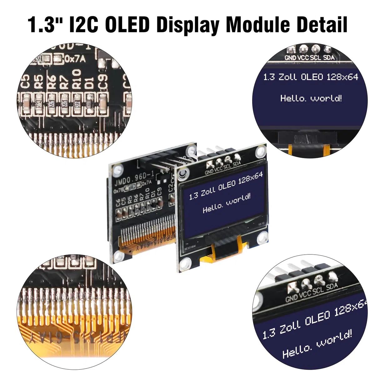 OLED Display Módulo RUIZHI 2 Piezas 1,3 Pulgadas OLED Display I2C Chip 128 x 64 Pixeles I2C Modulo de Visualizacion de Pantalla con Caracteres Blancos Compatible con Arduino