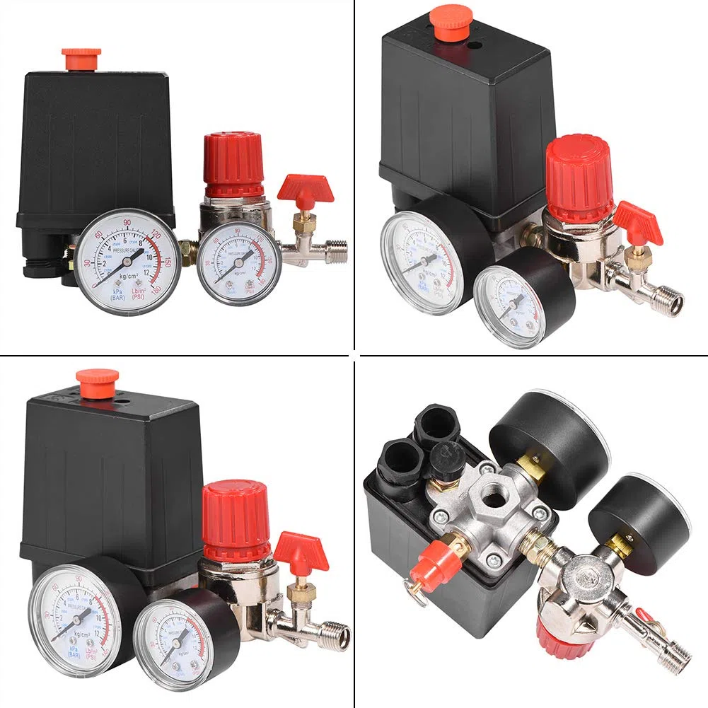 Artillery Pressostat De Compresseur D'air, Compresseur D'air Durable Régulateur De Soupape De Commande De Pressostat De Compresseur D'air De Petite Taille Avec Manomètres Pour Une Décompression Rapide