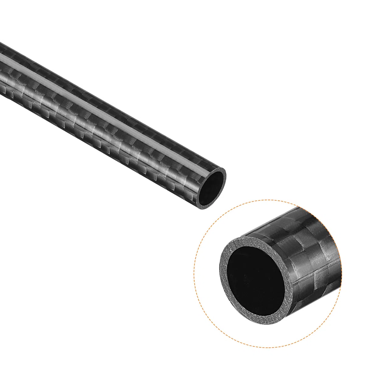 sourcing map Carbono Fibra Redondo Tubo 8x6x330mm 3K Rollo Envuelto Brillante Superficie para RC Aeroplano Cuadricóptero 2uds