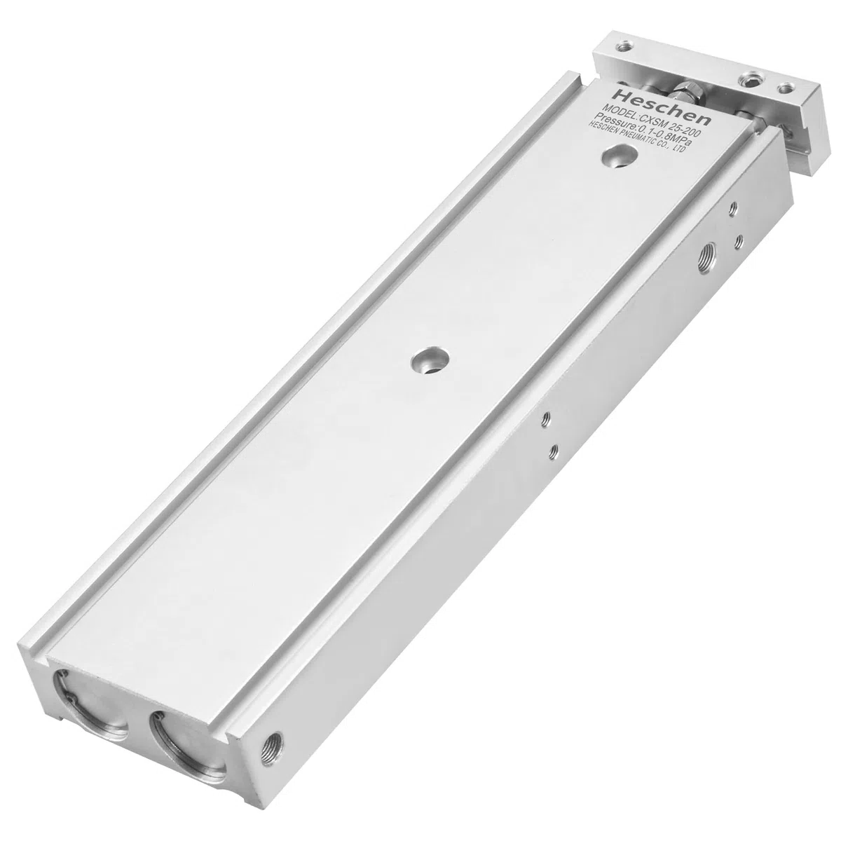 Heschen Cilindro neumático doble de aluminio CXSM 25-200 Placa de vástago de guía Doble vástago de guía Cojinete de deslizamiento neumático con cojín Diámetro de 25 mm Carrera de 200 mm Doble efecto