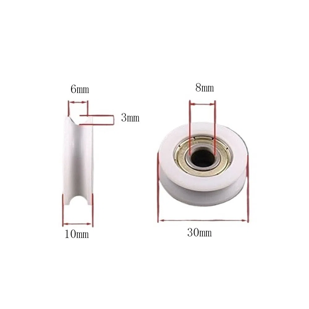 Genérico Polea de Nailon, Polea de Rodamiento de Pistas de U Ranura de Nailon, 8 * 30 * 10mm, 626zz (Tamaño : 12pcs)
