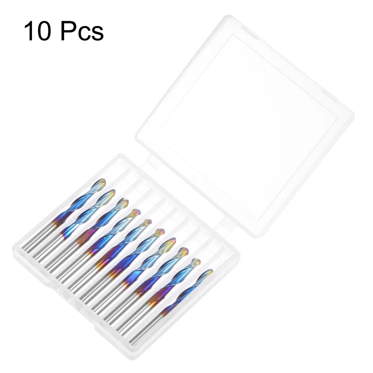 QUARKZMAN 10 Piezas de Fresas de Punta Esférica para Fresadora CNC, 1/8" Recubiertas de Nano Azul, de Carburo Sólido de 2 Flautas, Vástago de 1/8" (3.175 mm)