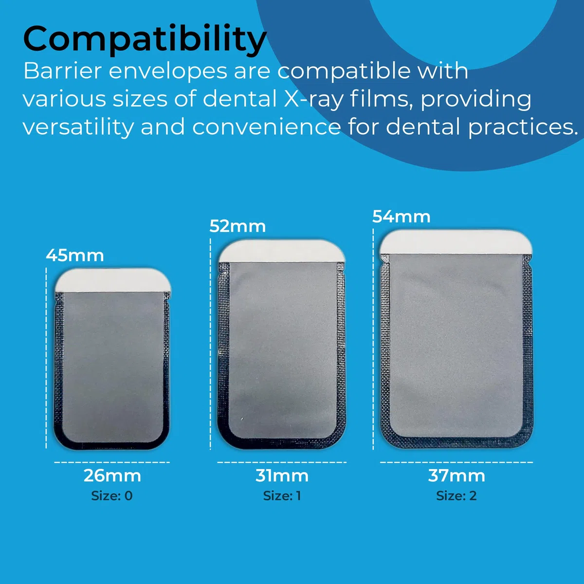 X-Ray ScanX - Sobres de barrera digital dental, 100 unidades, 31 x 52 mm (tamaño #1)