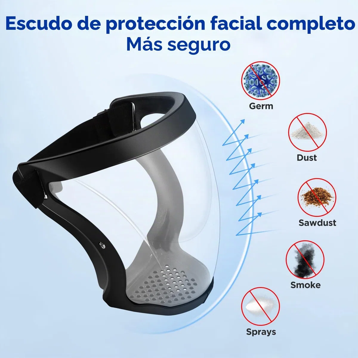 Máscara de cara completa, visera protectora transparente, antiestática ajustable, escudo facial, HD Máscara protectora de cara completa a prueba de salpicaduras de spray universal