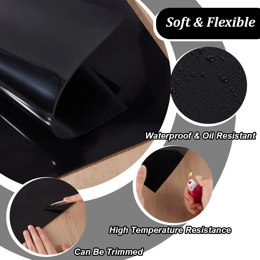 OLYCRAFT 2 hojas cuadradas de goma de silicona negra de 300 x 300 x 3 mm, resistentes a altas temperaturas, material de junta de goma resistente al calor, para juntas de bricolaje, material de sellado