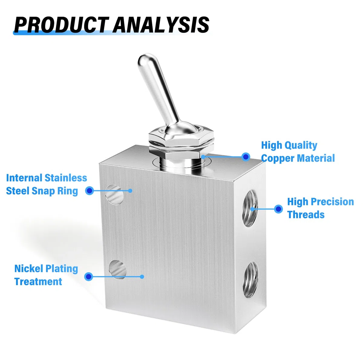 TAILONZ Neumática 1/8 pulgadas BSP 2 posiciones 3 vías Válvula direccional de conmutación mecánica normalmente neumática HL-2301
