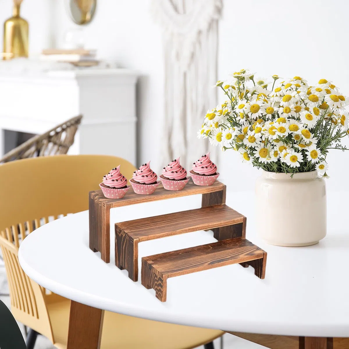 Soporte De Cupcake - Soporte De Pastel De Madera | Portes De Madera | Organizador De Pastel Rectangular, Soportede Postres para Colecciones Food Perfume Food | Los Elevadores De Desuso Apilables De 3