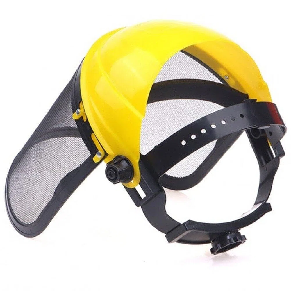 Casco De Seguridad para Cortacésped De Jardín De Acero Inoxidable, Sombrero con Máscara Protectora De Malla De Completa para Desbrozadora, Protección Forestal