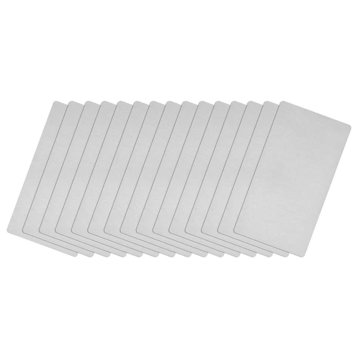 sourcing map Tarjeta de Metal en Blanco, Placas Cepillado de Acero Inoxidable 201 de 3,3" x 2" para DIY Placa de Identificación de Grabado, 0,4 mm de Espesor, Tono Plateado 15 Piezas
