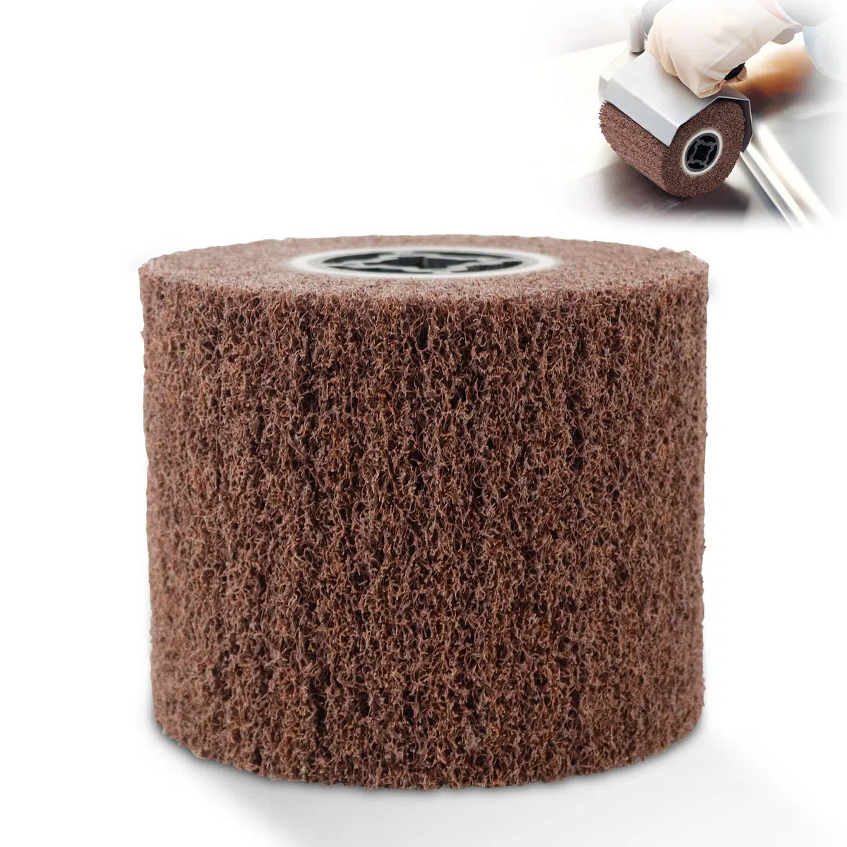 Mumjooyi Cepillo de Rodillo de Lijado Rodillo de Satén Cepillo de Nailon Amoladora Angular Manguitos de Lijado para Lijadora de Rodillo de Lijado para Pulir Rojo 120 x 100mm