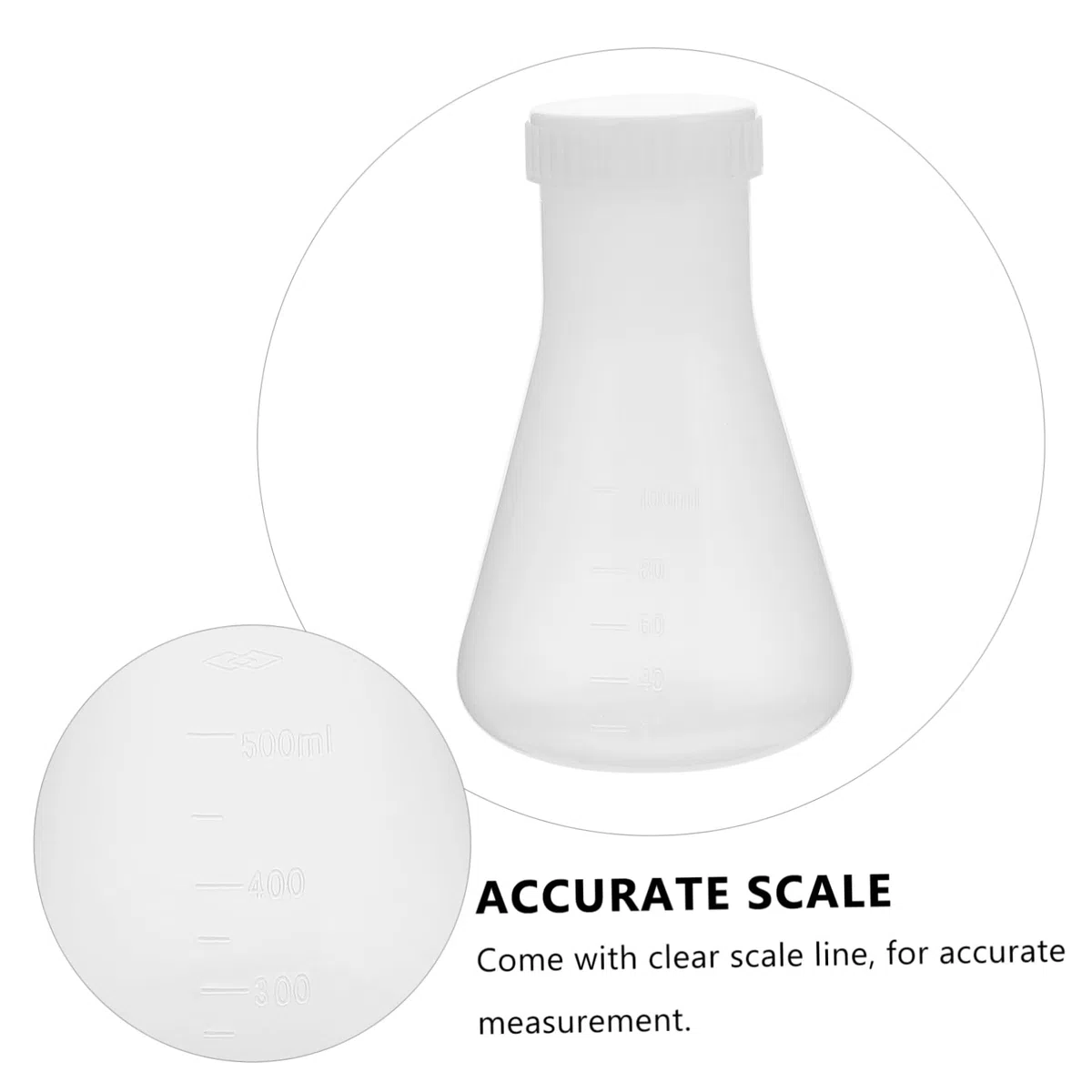 SHOWERORO Matraz De Plástico Cónico Tapa Set De 3 Piezas (100/250/500ml) Matraz De Laboratorio Transparente Para Química y Experimentos
