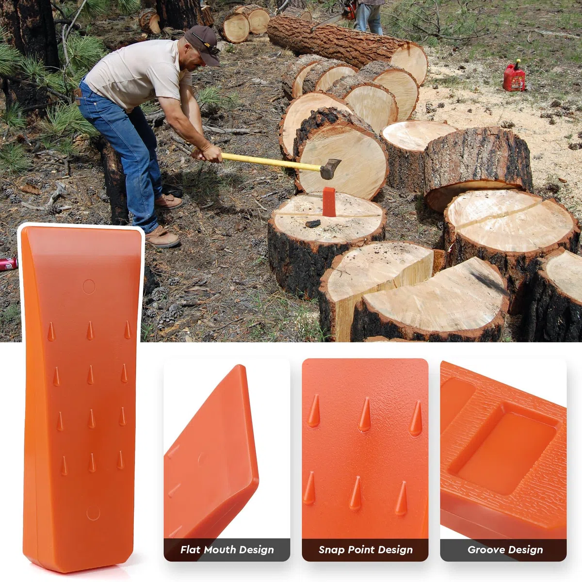 SWAWIS 4 Piezas Cuñas de Corte de Motosierra, Cuña de Corte de Árbol de Plástico ABS, Cuñas de Tala de Motosierra para Controlar la Dirección de Caída de los Arboles(Naranja)