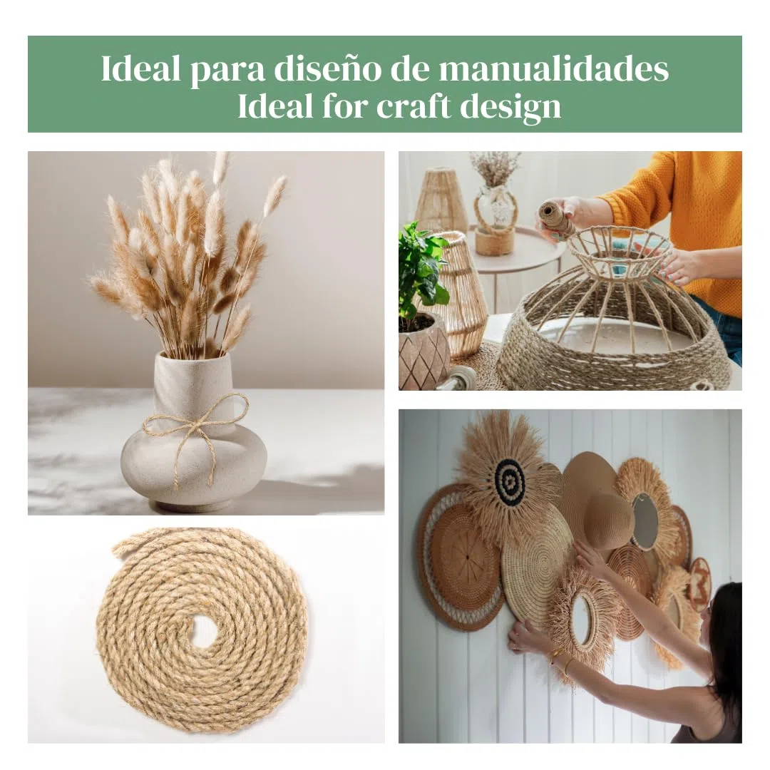 Cuerda Sisal Natural - 210MTS - 350GR - Grosor 3MM - 3 UDS - Cuerda para Rascador de Gatos, Manualidades, Decoración, Empaquetar Regalos, Bricolaje.