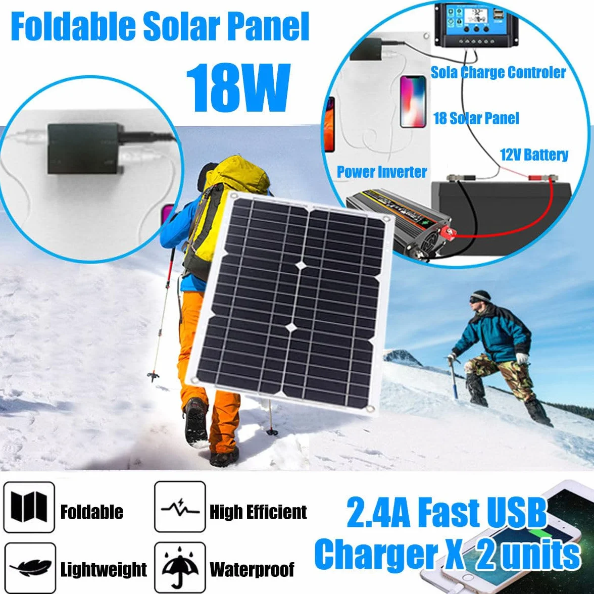 Placas Solares para Casa Kit Completo con Controlador De 30A, Inversor De 400W Y Paneles Solares De 18W 18V, Kit Completo para Casas, Campamentos, Granjas, RV Y Barcos Black-220V