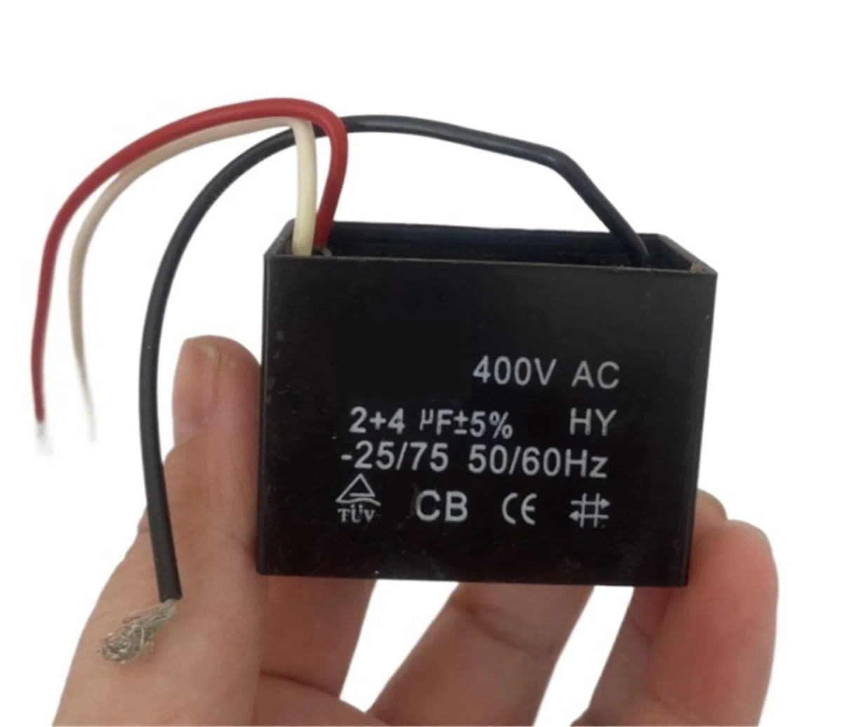 Condensador negro CBB61 2uF+4uF 3 cables AC 400V 50/60Hz for ventilador de techo(5pcs)